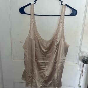Vintage Pink/White/Peach Silk Lingerie Tank Top
